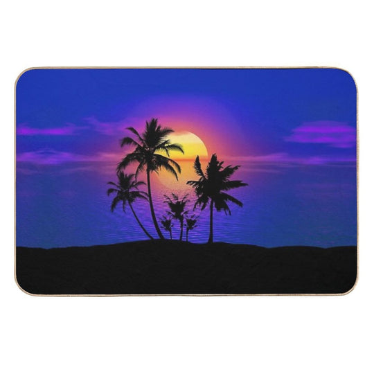 Tropical Sunset Palm Trees  Odorless Bath Mat