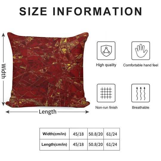 Aurelia- Red And Gold Metallic Soft Washable Throw Pillow