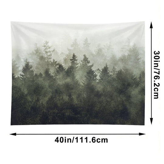 The Heart Of My Heart  Green Mountain Romantasy Moody Wilderness Dream Forest With Cascadia Trees Covered In Magic Fog Tapestry