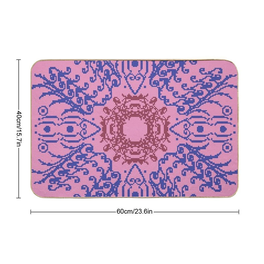 Pink And Blue Floral Wreath  Eco-Friendly Bath Mat