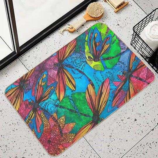 Dragonfly Garden  Easy To Clean Bath Mat