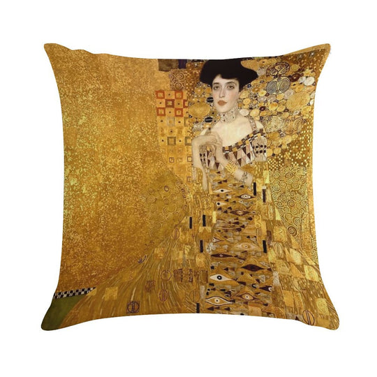 Woman in Gold Portrait by Gustav Klimt Soft Gift Ready Throw Pillow