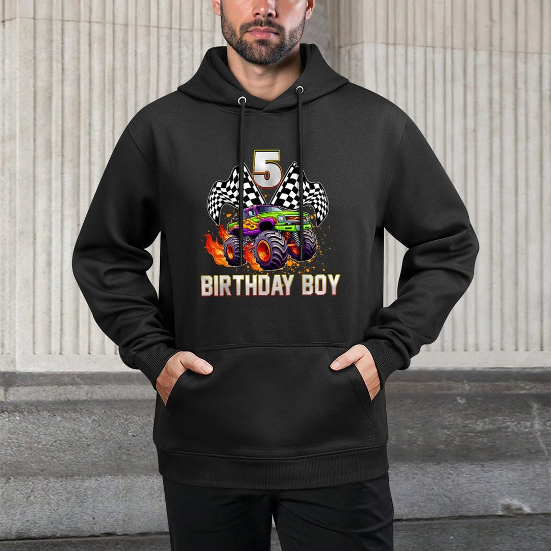 Birthday Monster Truck 5 Year Old Boys 5Th Party Matching Durable Construction Hoodie