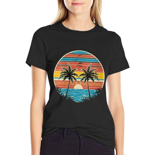 Womens Sunset Palms Serenity  Lightweight T-Shirt