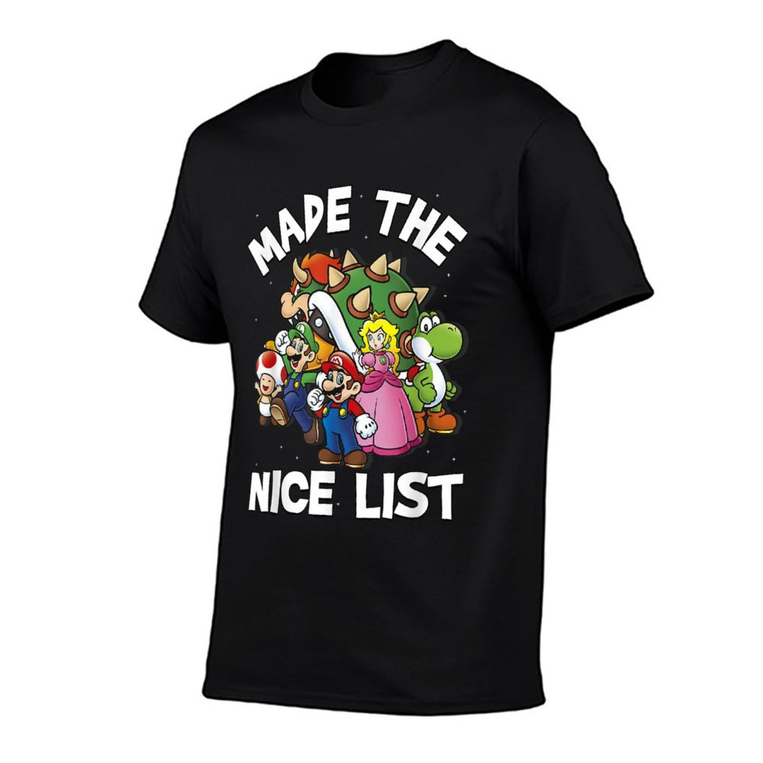 Super Mario Christmas Made The Nice List Group Shot  Eco-friendly Material T-Shirt