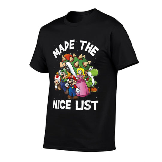 Super Mario Christmas Made The Nice List Group Shot  Eco-friendly Material T-Shirt