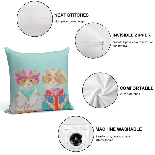 Rodeo Cats - Ginger Cats Soft Decorative Cover Throw Pillow