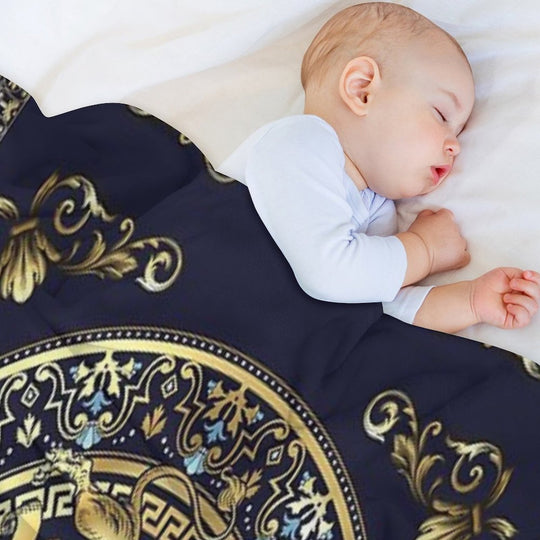 Lion Shield Navy Velvety-soft Throw Blanket