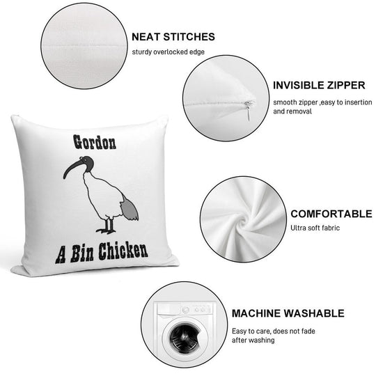 Gordon - A Bin Chicken Soft Gift Ready Throw Pillow