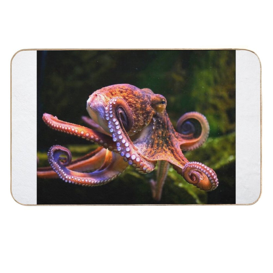 Octopus Photo with High Resolution Quality  Slip-Resistant Bath Mat