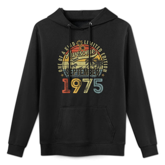 Retro 50 Years Old September 1975 Vintage 50th Birthday Men Customizable Surface Hoodie