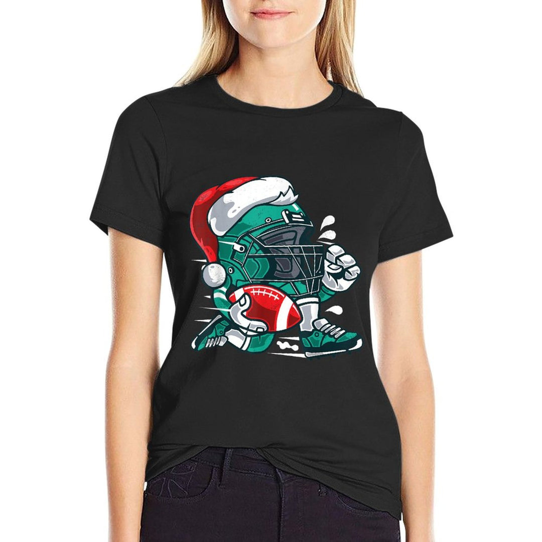 Football Christmas Santa for Boys And Girls  High-quality Stitching T-Shirt