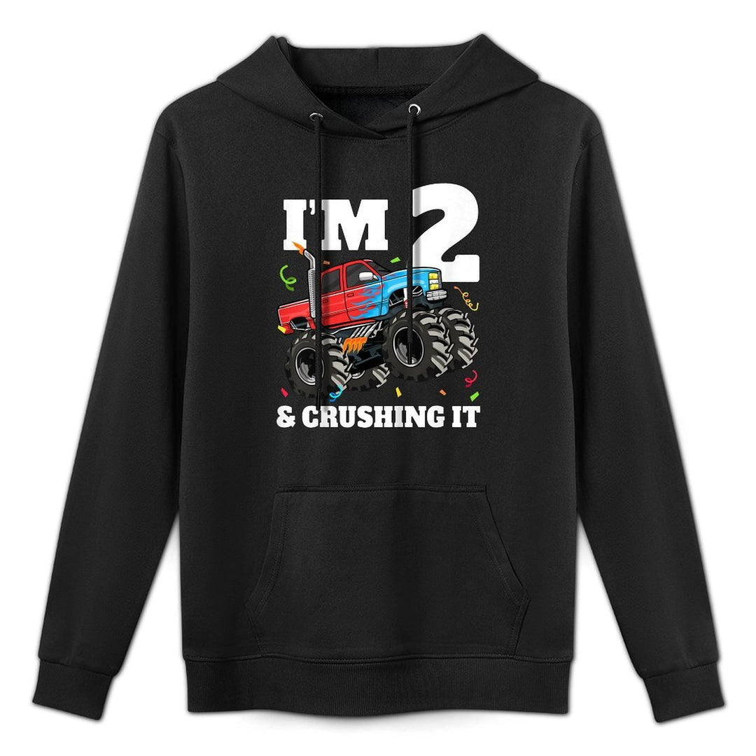 Monster Truck 2nd Birthday Boy 2 Two Year Old Toddler Colorfast Hoodie