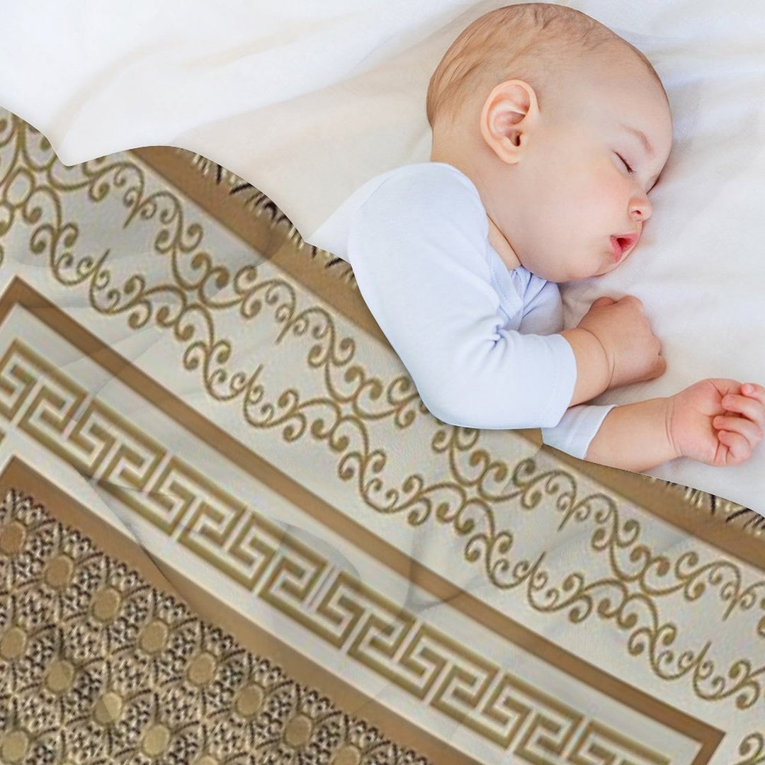 Greek Keys Cream Copper Pattern Machine-washable Throw Blanket