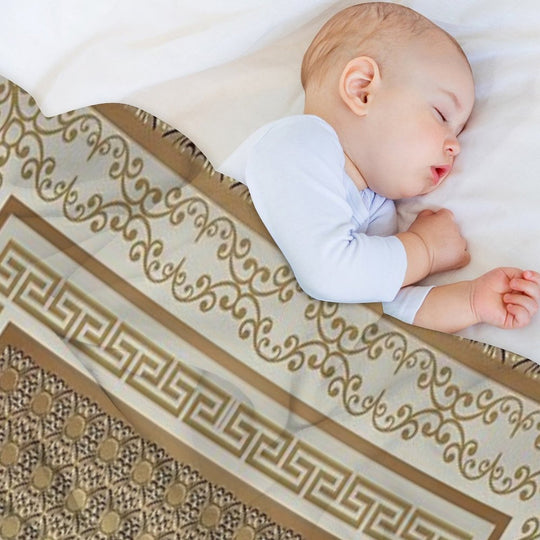 Greek Keys Cream Copper Pattern Machine-washable Throw Blanket