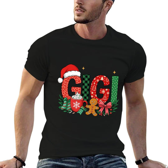Gigi Christmas Hot Cocoa Gingerbread Holiday Grandma  Oversized Silhouette T-Shirt