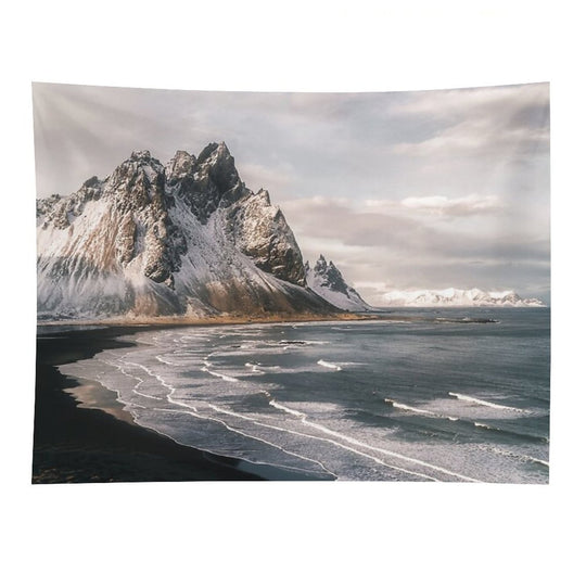 Stokksnes Icelandic Mountain Beach Sunset - Landscape Photography Tapestry