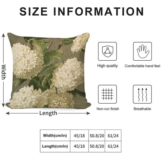 Vintage Victorian White Hydrangea Floral Soft Anti-Pilling Throw Pillow