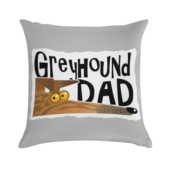 Greyhound Dad (brindle) Soft Short Plush Fabric Throw Pillow