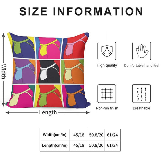 Pop Art Jockstrap Fantasy Nine Soft Easy Maintenance Throw Pillow