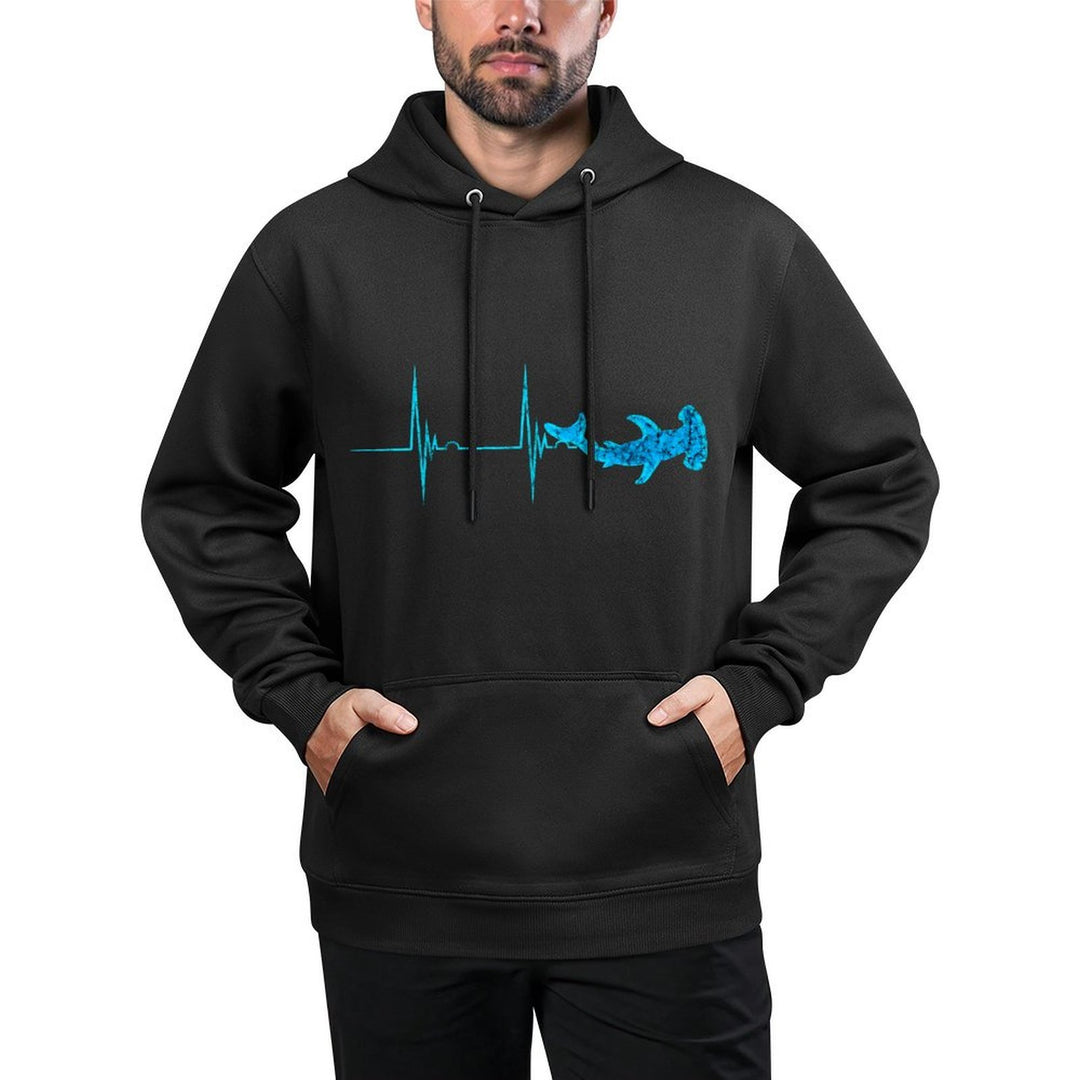 Hammerhead Shark Heartbeat EKG Pulse Ocean Fish Colorfast Hoodie