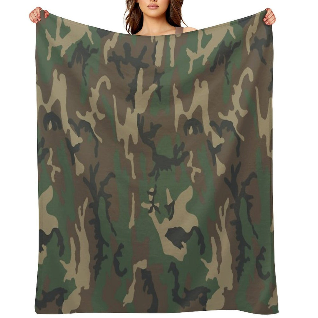 Woodland Camo (Brown) Lightweight Throw Blanket