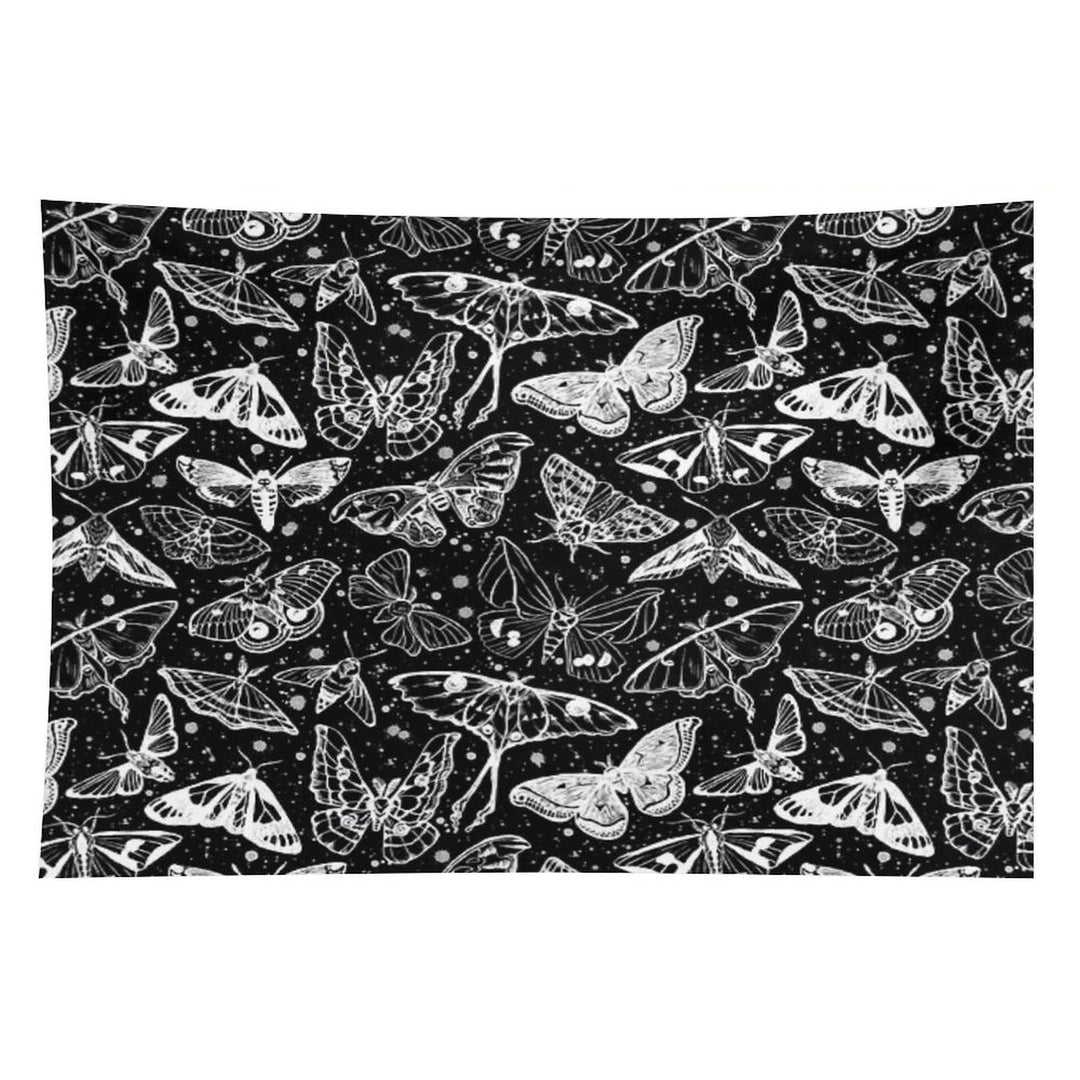 Moth Magic on Black Tapestry