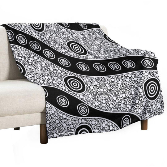 Authentic Aboriginal Art - Untitled Eco-conscious Throw Blanket