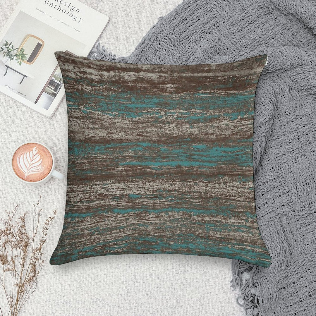 Teal Blue Dark Chocolate Grey Brown Melange Soft Washable Throw Pillow