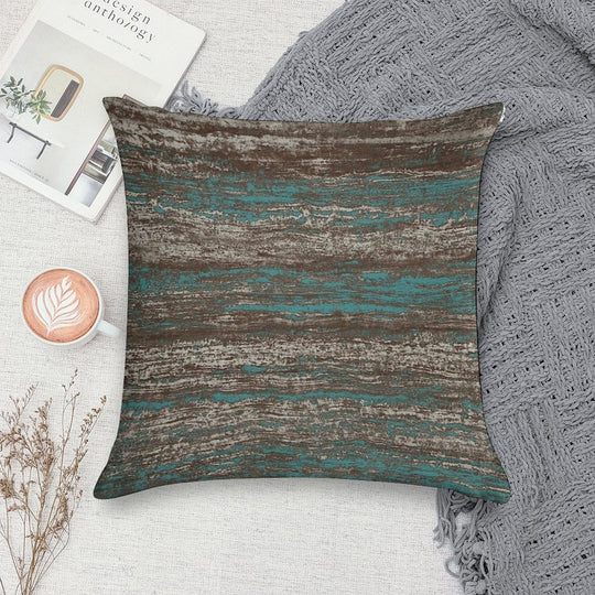 Teal Blue Dark Chocolate Grey Brown Melange Soft Washable Throw Pillow