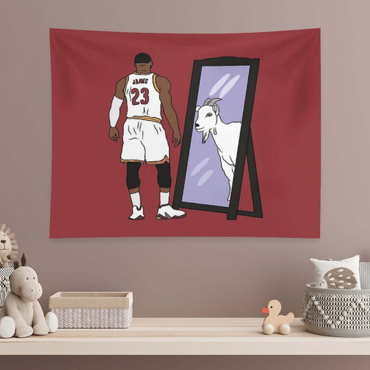 LeBron James Mirror GOAT (Cleveland) Tapestry