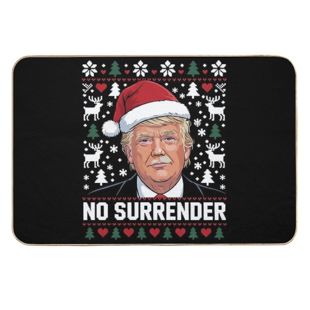 Trump Mug Shot NO SURRENDER Pro Trump Ugly Christmas  Repositionable Bath Mat