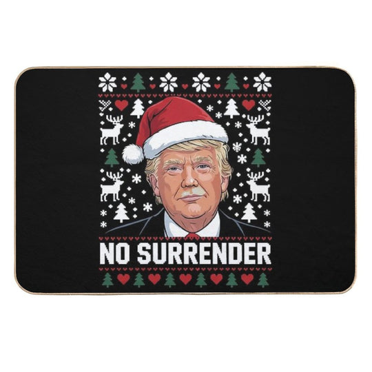 Trump Mug Shot NO SURRENDER Pro Trump Ugly Christmas  Repositionable Bath Mat