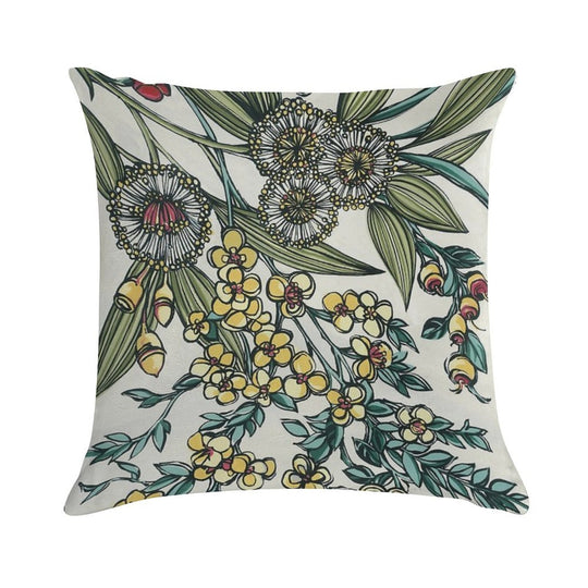 Retro Australian Native Floral Soft Short Plush Fabric Throw Pillow
