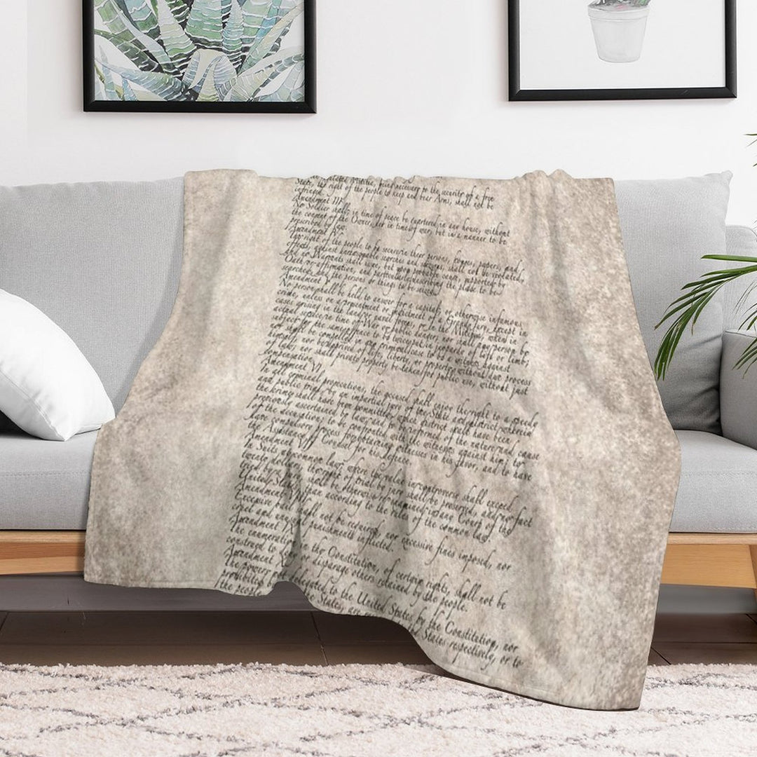 US Constitution The Bill of Rights on Parchment Paper Easy Care Throw Blanket