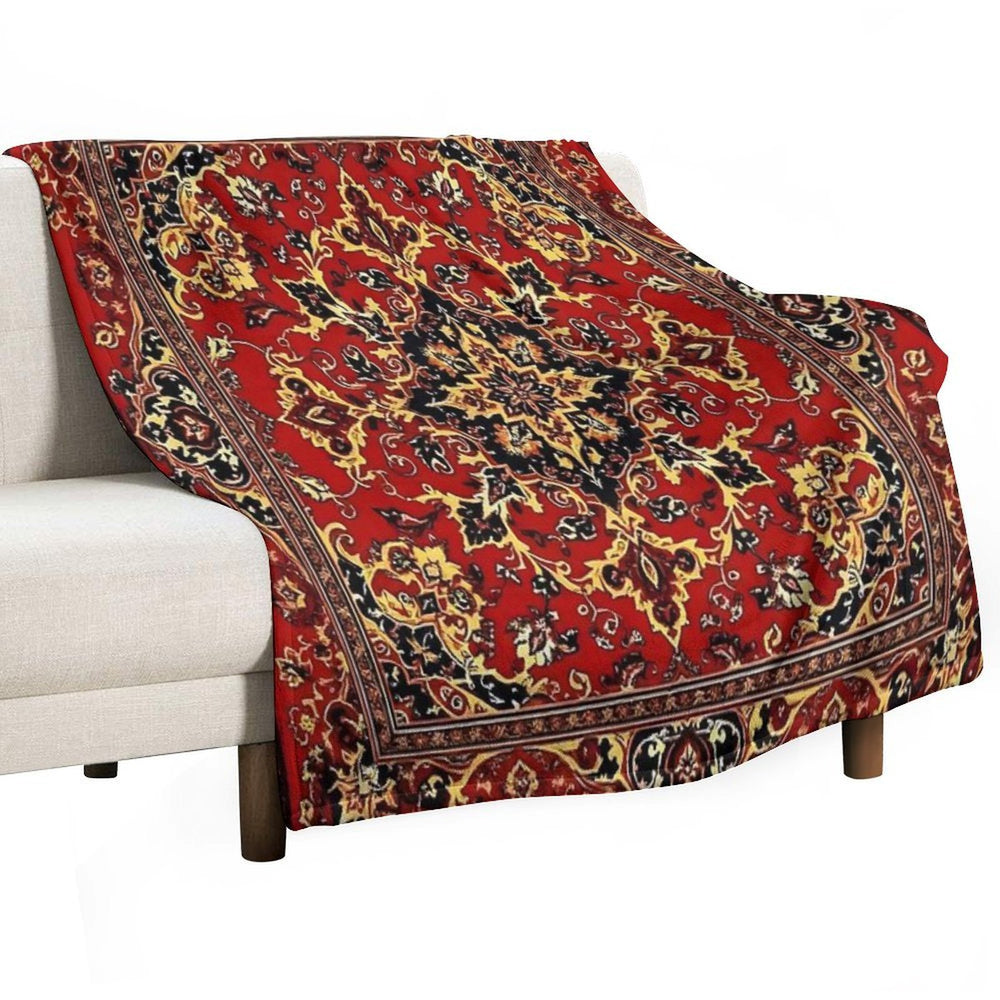 17th Century Afghanistan Rug Print Shrink-resistant Throw Blanket