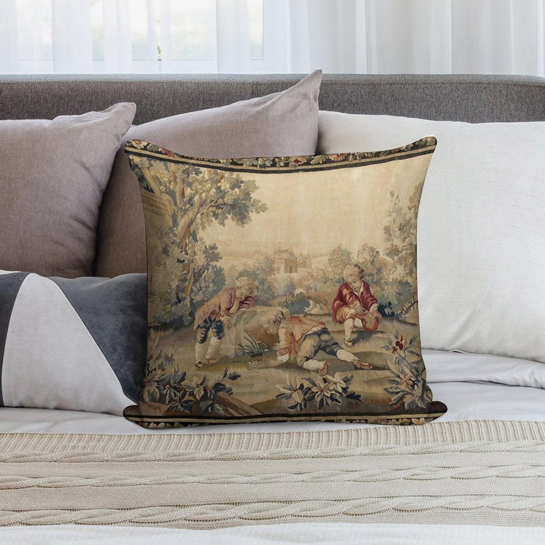 Aubusson  Antique French Tapestry Print Soft High-Density Material Throw Pillow