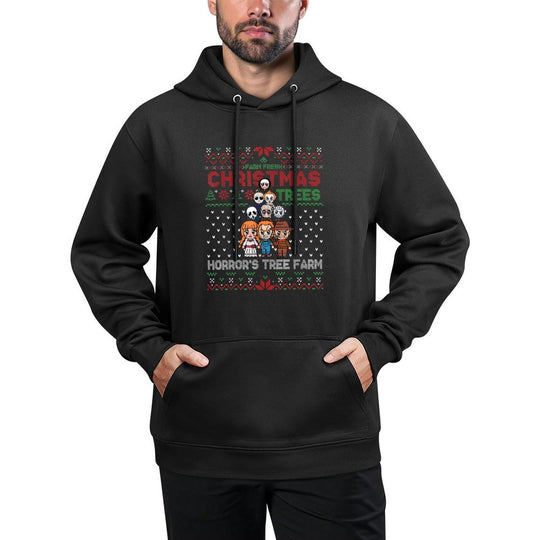 Christmas Trees Horrors Tree Farm, Scary Characters Xmas Colorfast Hoodie