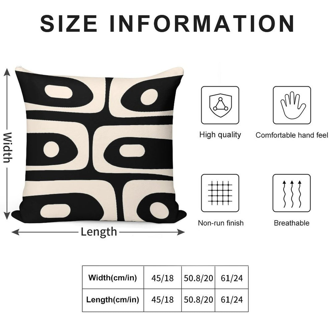 Mid Century Modern Piquet Abstract Pattern Black And Almond Cream Soft Decorative Cover Throw Pillow