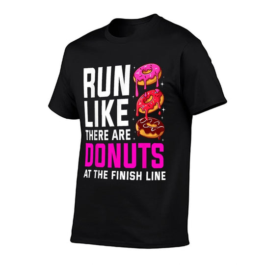 Funny Running For Men Women Donut Finish Line Marathon  Summer-ready Fabric T-Shirt