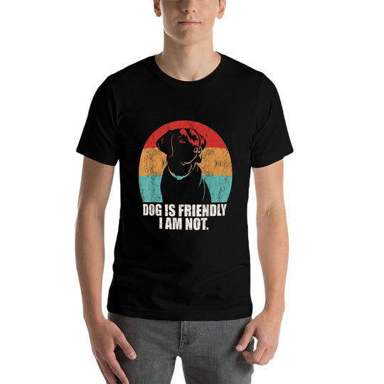 Vintage Dog Is Friendly I Am Not Labrador Lover Dogs Dad Mom  Relaxed-fit T-Shirt