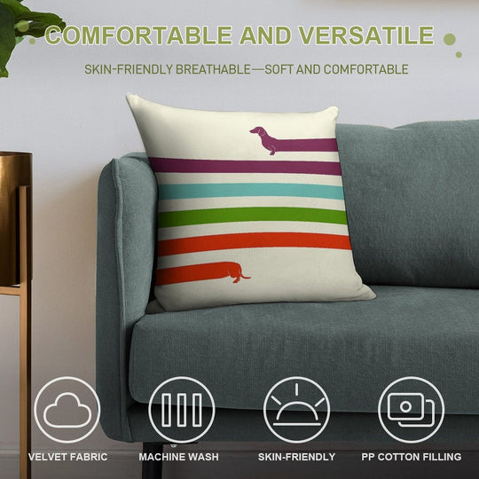 (Very) Long Dachshund Soft High-Density Material Throw Pillow