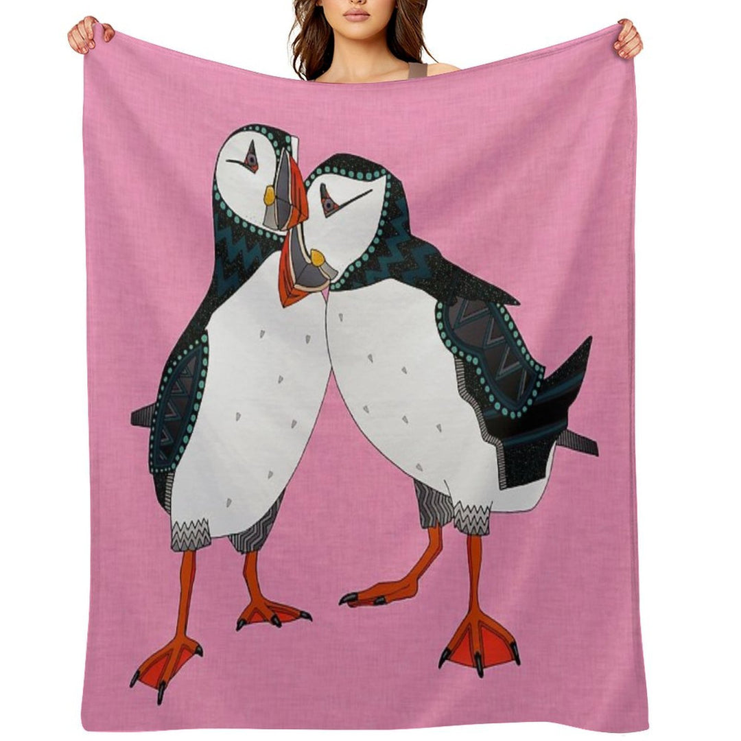 Puffin Pair Pink Quick-dry Throw Blanket