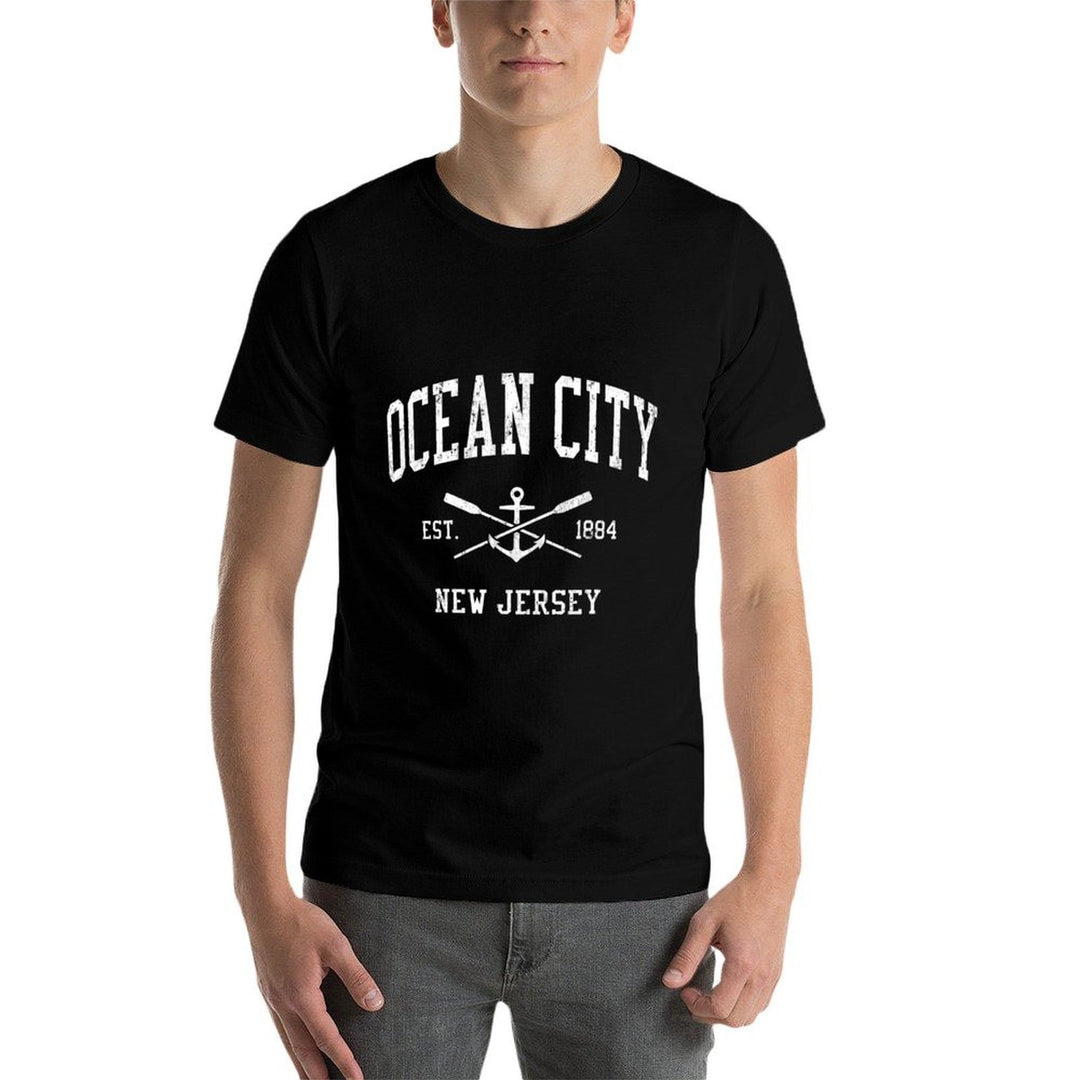 Ocean City NJ Vintage Crossed Oars  Boat Anchor Sports  Relaxed-fit T-Shirt
