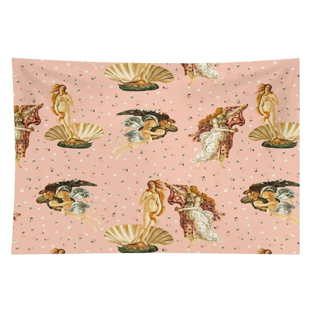 The Birth of Venus - Sandro Botticelli - Pink Pattern Tapestry