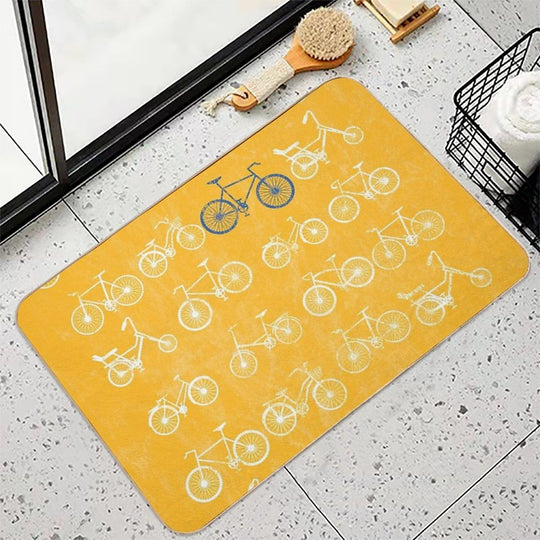 Grungy Bicycle Collection  Fade-Resistant Bath Mat