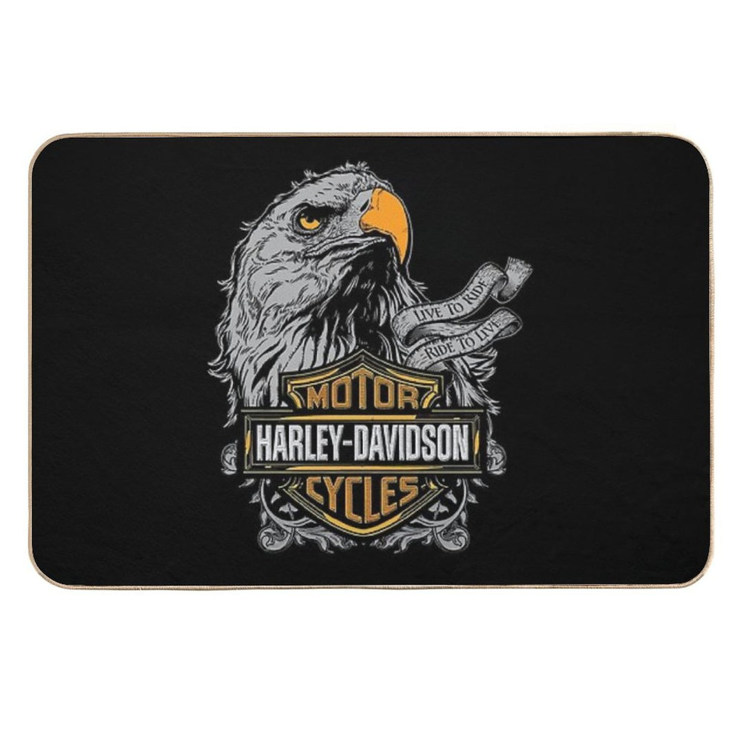 Halftone Vintage Essence, Timeless Motorcycle Spirit  Slip-Resistant Bath Mat