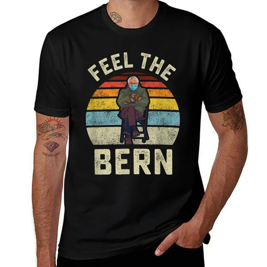 Feel The Bern Bernie Sanders Mittens Vintage Funny Meme  Cotton T-Shirt