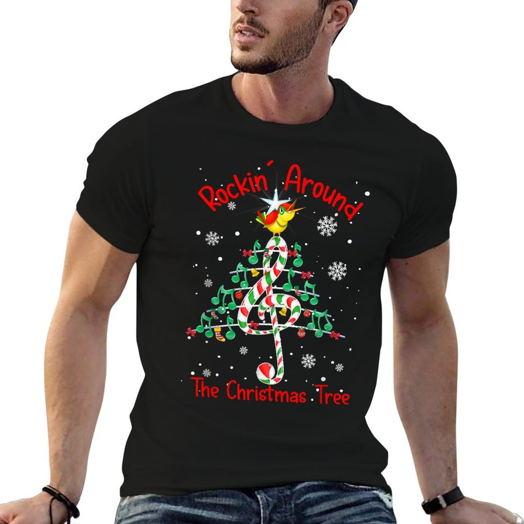 Rockin Around The Christmas Tree Music Note Music Teacher Men Women  Moisture-wicking T-Shirt