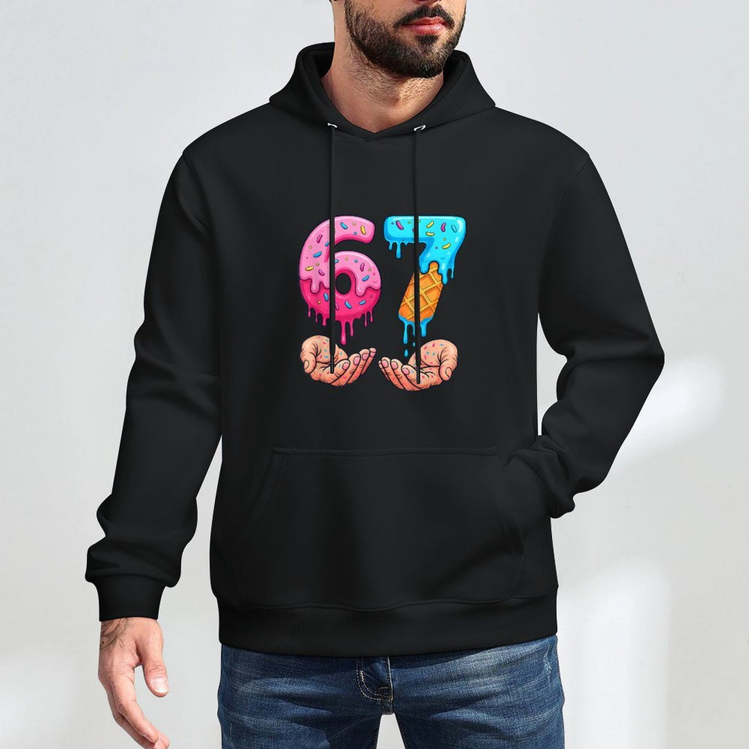 Six Seven Ice Cream Drip Kids Youth Funny 67 Hands Meme 6 7 Kangaroo Pocket Hoodie